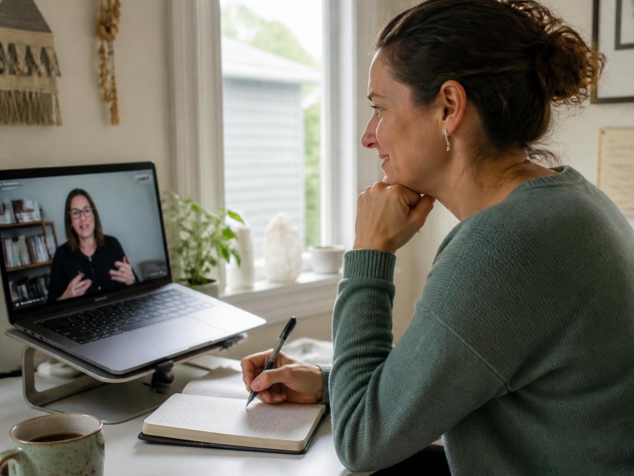 Personne en séance de coaching individuel en visioconférence